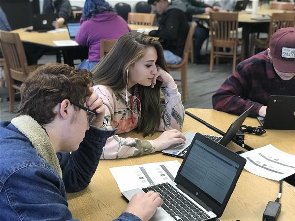 students working on computers